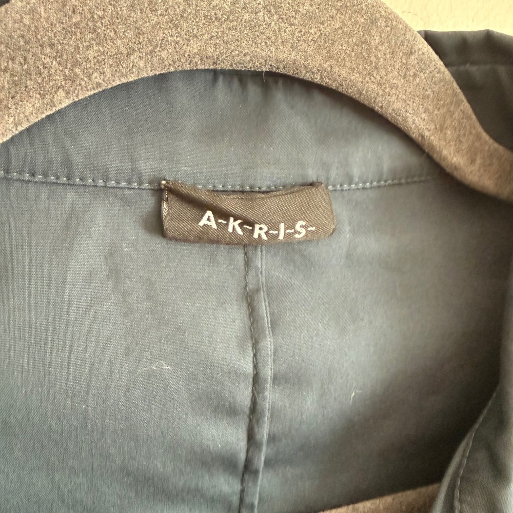 Akris Button Up Dark Teal Classic Fit‎ Top Size 12 Office Dressy Preppy Workwear - Picture 4 of 6